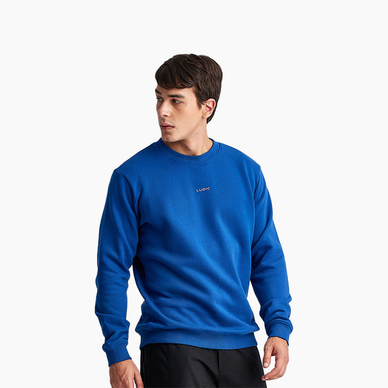 R B Blue Ludic Evoke S Sweatshirt, retro design, ribbed cuffs, fleece-lined