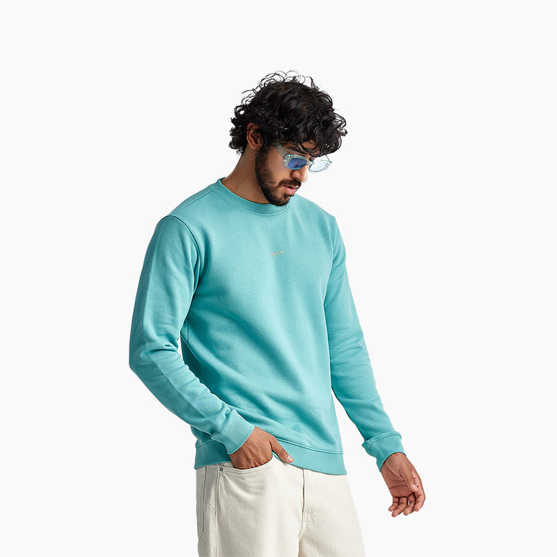 Irani Turquoise Ludic Evoke S Sweatshirt, retro design, ribbed cuffs, fleece-lined.