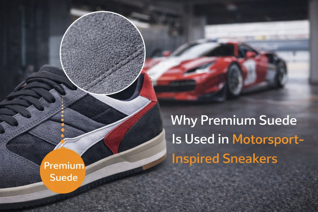 Premium Suede Is Used in Motorsport-Inspired Sneakers