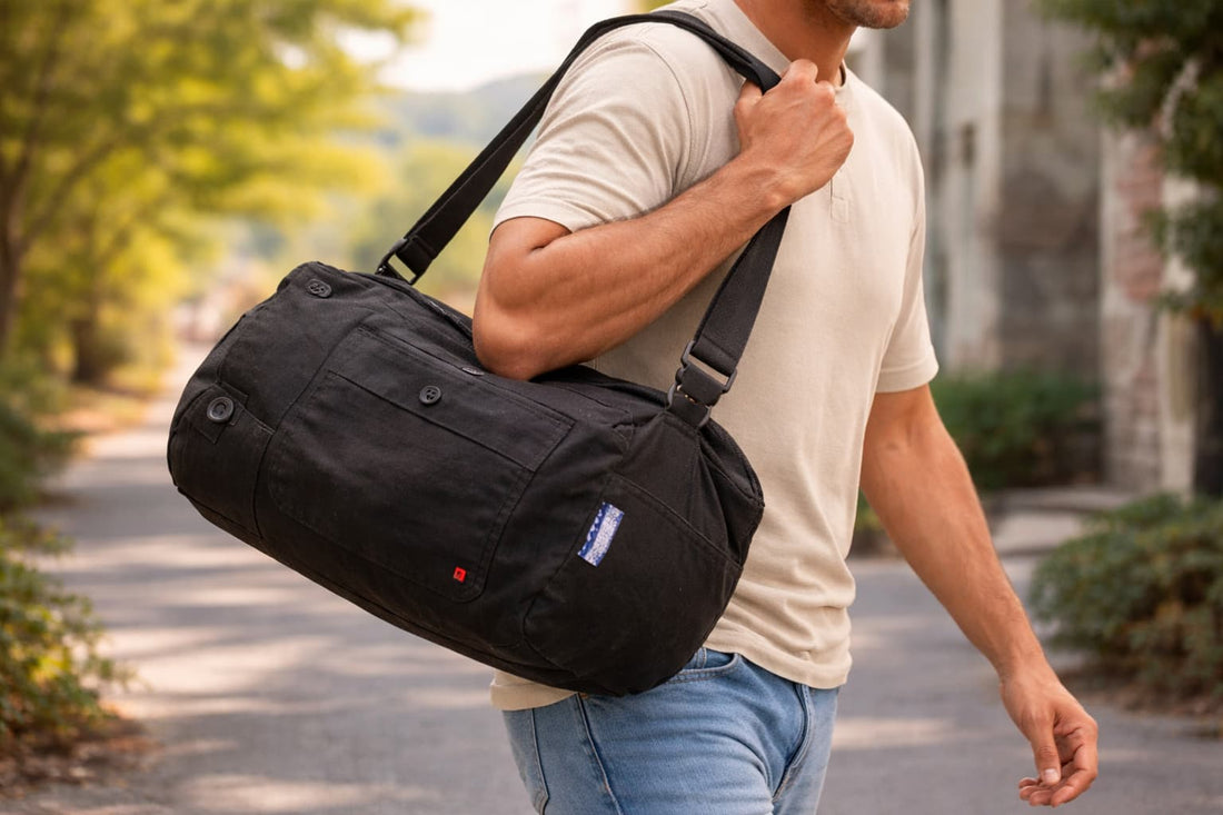 The Upcycled Duffel Bag Built from Discarded Shirts
