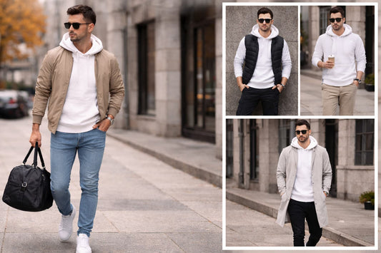 white hoodie outfits men